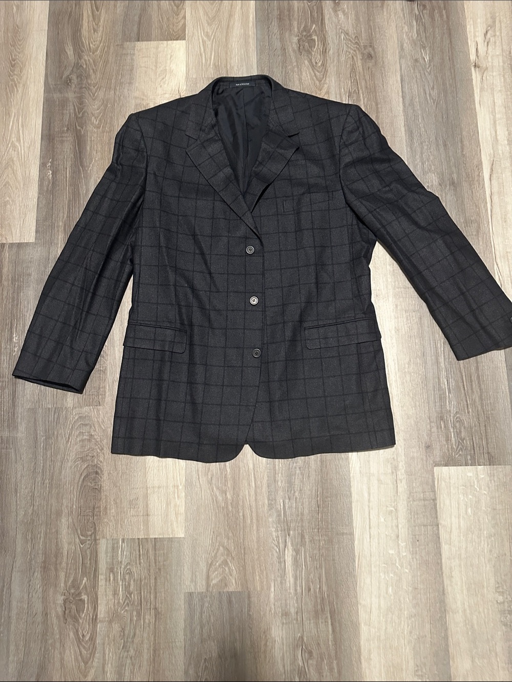 Men’s Gianni Versace Charcoal Grey Suit Jacket with Black Windowpane design